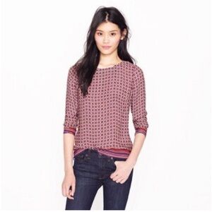 J CREW COLLECTION Silk Geometric Printed Blouse, Like New